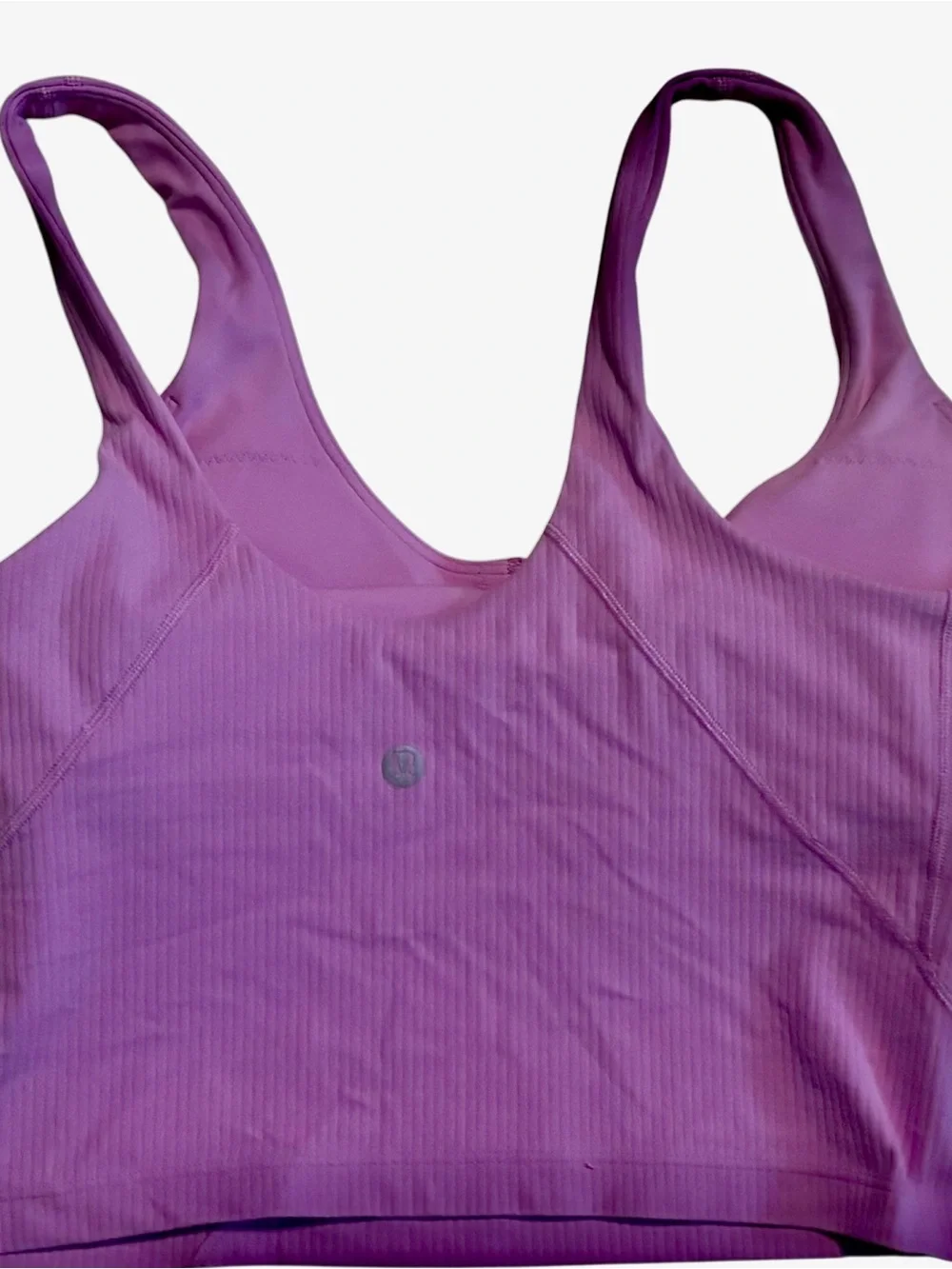 Lululemon Align Ribbed Henley Tank Top w Pads sz 8 Dahlia Mauve Gym Run Workout
